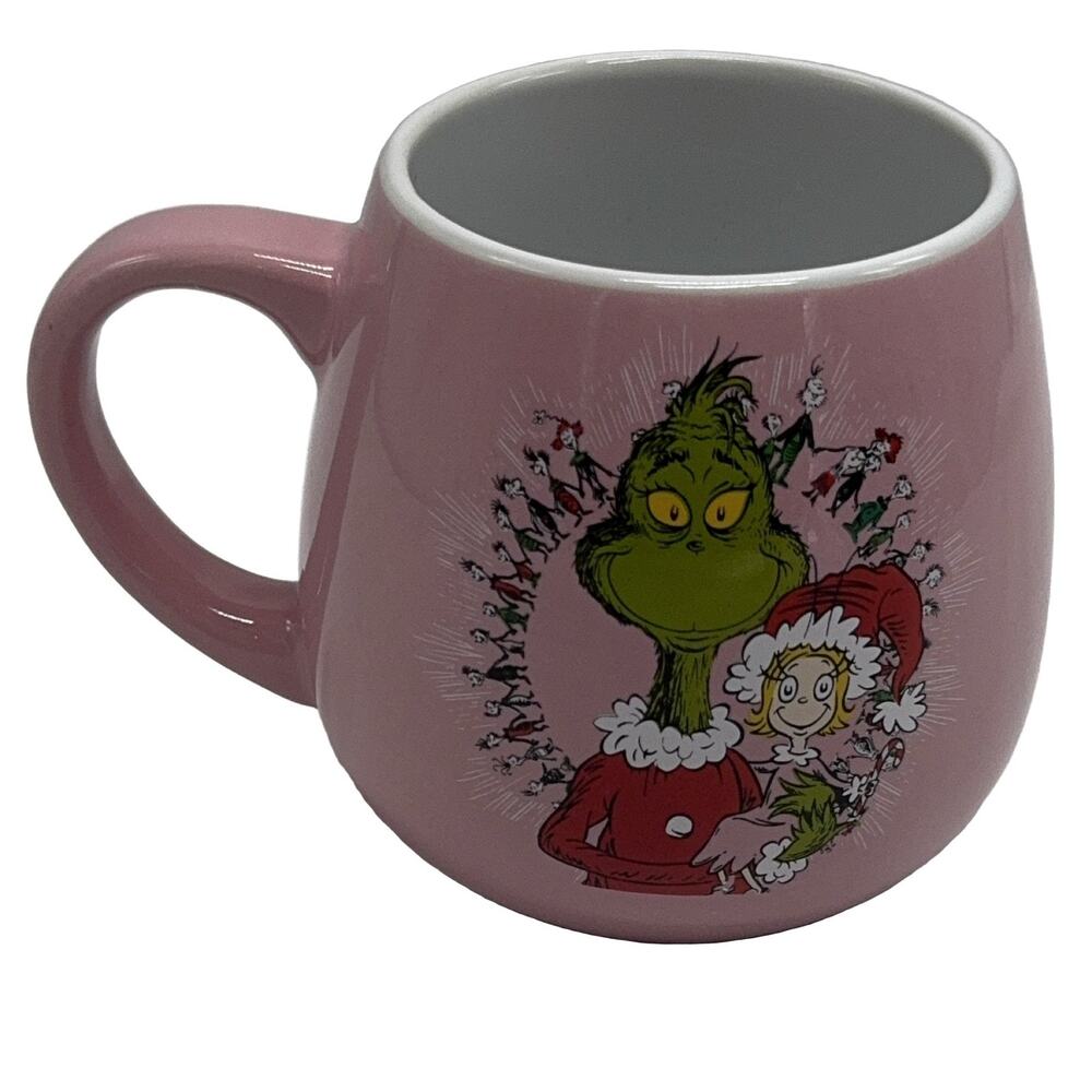 Grinch Pink 12 oz Ceramic Christmas Holiday movie cartoon coffee tea hot cocoa